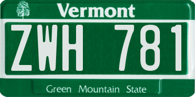 VT license plate ZWH781