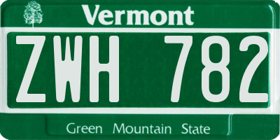 VT license plate ZWH782