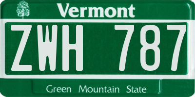 VT license plate ZWH787