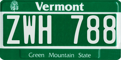 VT license plate ZWH788