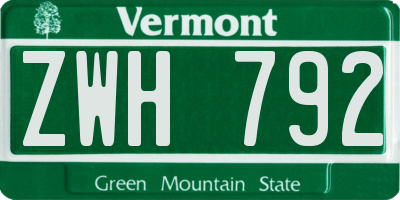 VT license plate ZWH792