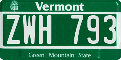 VT license plate ZWH793