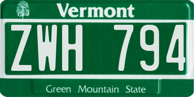 VT license plate ZWH794