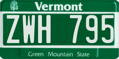 VT license plate ZWH795