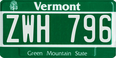 VT license plate ZWH796