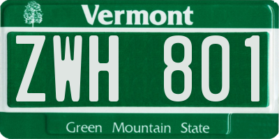 VT license plate ZWH801
