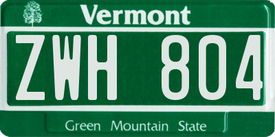 VT license plate ZWH804