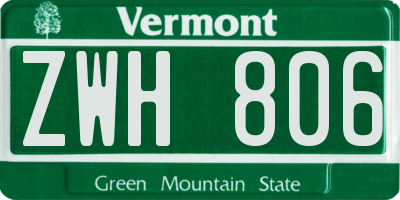VT license plate ZWH806