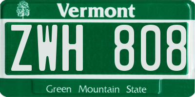 VT license plate ZWH808