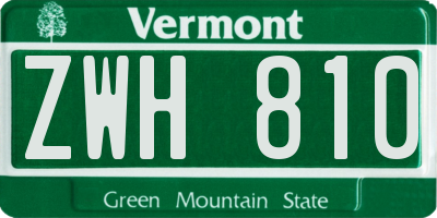 VT license plate ZWH810