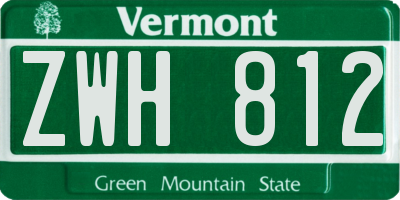VT license plate ZWH812