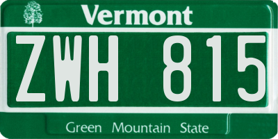 VT license plate ZWH815