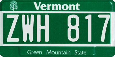 VT license plate ZWH817