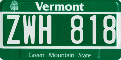 VT license plate ZWH818