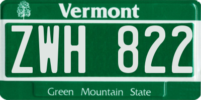 VT license plate ZWH822