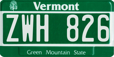 VT license plate ZWH826