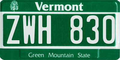 VT license plate ZWH830