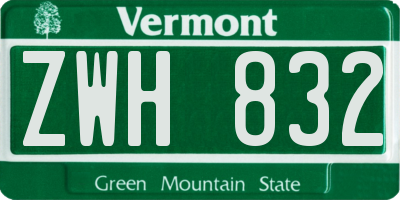 VT license plate ZWH832