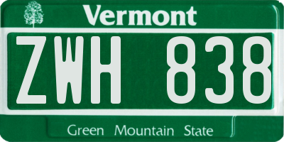 VT license plate ZWH838