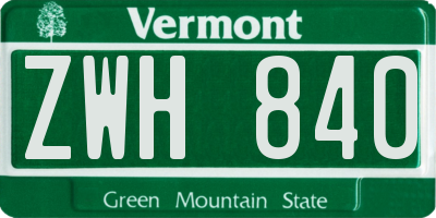 VT license plate ZWH840