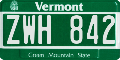 VT license plate ZWH842