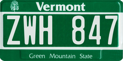 VT license plate ZWH847