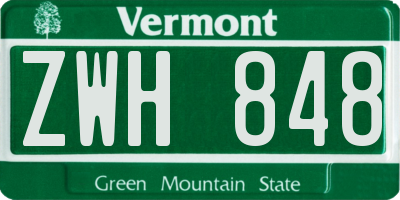 VT license plate ZWH848