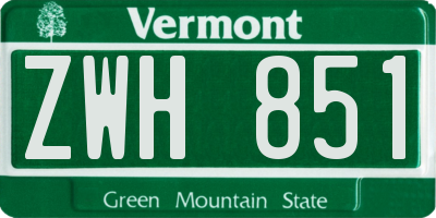 VT license plate ZWH851