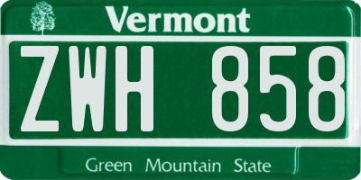 VT license plate ZWH858