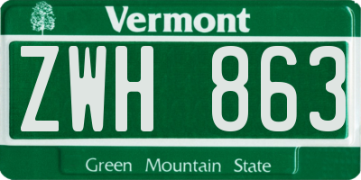 VT license plate ZWH863