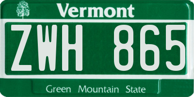 VT license plate ZWH865