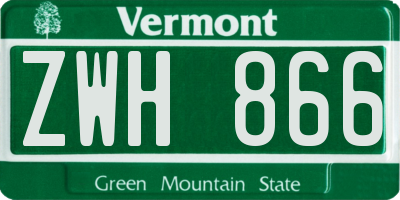 VT license plate ZWH866