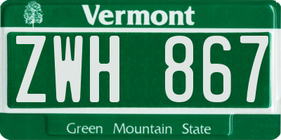 VT license plate ZWH867