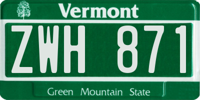 VT license plate ZWH871