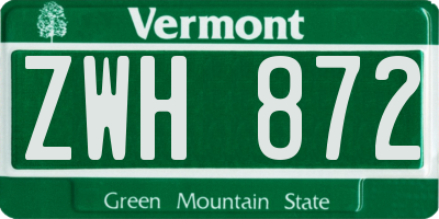 VT license plate ZWH872