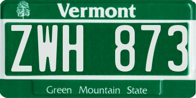 VT license plate ZWH873