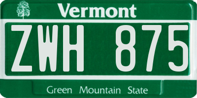 VT license plate ZWH875