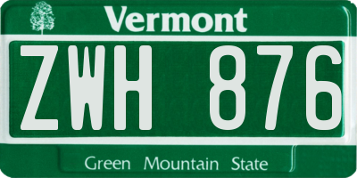 VT license plate ZWH876