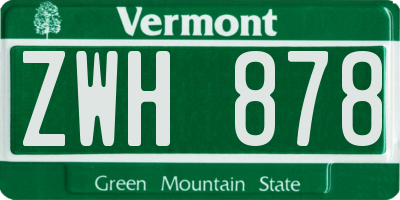 VT license plate ZWH878