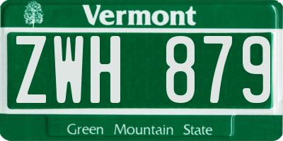 VT license plate ZWH879