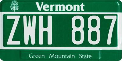 VT license plate ZWH887