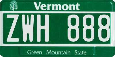 VT license plate ZWH888