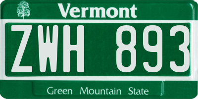 VT license plate ZWH893