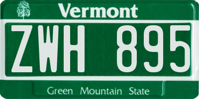 VT license plate ZWH895
