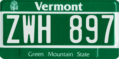 VT license plate ZWH897
