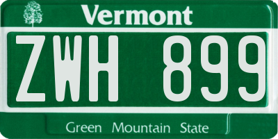 VT license plate ZWH899