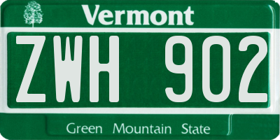 VT license plate ZWH902