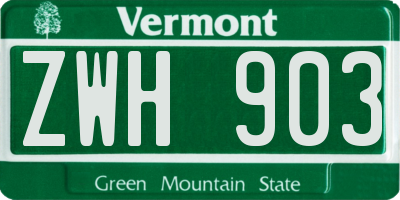 VT license plate ZWH903