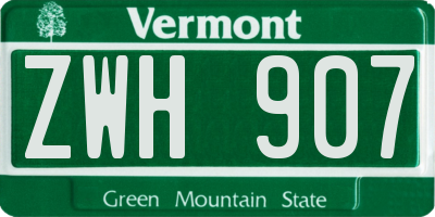 VT license plate ZWH907