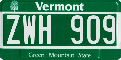VT license plate ZWH909